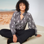 Chemisier imprim dtails smocks, manches blousantes - blancheporte