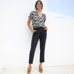 Chemisier manches blousantes imprim bicolore, voile jacquard - blancheporte