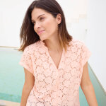 Chemisier manches courtes col volant�, broderie anglaise - blancheporte