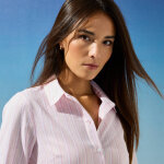Chemisier ray, voile de coton tiss teint - blancheporte