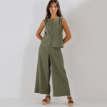 Chemisier sans manches en lin m�lang� - blancheporte