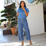 Chemisier smocks Épaules, denim léger - blancheporte Chemisier smocks Épaules, denim léger - blancheporte