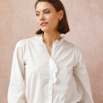 Chemisier uni col volant� - blancheporte