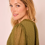 Chemisier voile plumetis, d�tails macram� - blancheporte