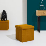 Coffre - pouf pliable, rev�tement textur� - blancheporte