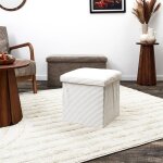 Coffre - pouf pliable, revtement tissu ctel - blancheporte