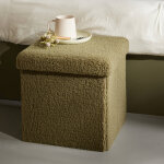 Coffre - pouf pliable, tissu bouclette - blancheporte
