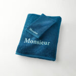 Collection serviettes de bain 420 g / m� brod�es  monsieur  - lot de 2 gants - bleu - colombine