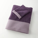 Collection serviettes de bain 420 g / m� liteau tiss� motif vichy - lot de 3 gants - violet - colombine ...