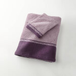 Collection serviettes de bain 420 gr / m� liteau tiss� fantaisie - lot de 2 serviettes : 50x100cm - bleu ...