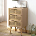 Commode 3 tiroirs rana - bois et cannage rotin - blancheporte