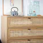Commode 3 tiroirs en rotin, pieds mtal - blancheporte