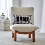 Coussin en coton, message home et carreaux tiss - teint - blancheporte
