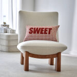 Coussin en coton, message sweet et carreaux tiss - teint - blancheporte