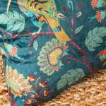 Coussin rectangulaire velours motif oiseaux et fleurs - blancheporte