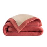 Couverture bicolore pure laine 600 g / m² - couverture 1 personne : 150x220cm - rose - ourson Couverture bicolore pure laine 600 g / m² - couverture 1 personne : 150x220cm - rose - ourson