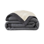 Couverture bicolore pure laine 600 g / m - couverture 1 personne : 150x220cm - gris - ourson