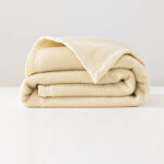 Couverture bicolore pure laine 600 g / m - couverture 1 personne : 150x220cm - cru - ourson
