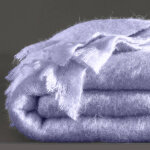 Couverture laine mohair angora - couverture 1 personne : 130x180cm - violet - ourson