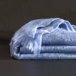 Couverture laine mohair angora - couverture 1 personne : 130x180cm - bleu - ourson