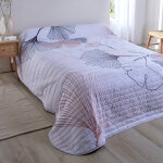 Couvre - lit matelass imprim ginkgo - blancheporte