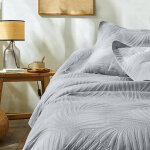 Couvre - lit uni matelass relif  feuillage  - blancheporte