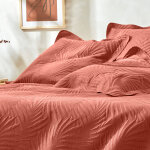 Couvre - lit uni matelass relif  feuillage  - blancheporte