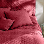 Couvre - lit uni style boutis cassandre - housse de coussin : 40x40cm - rouge - colombine