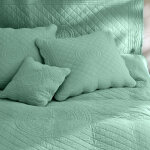 Couvre - lit uni style boutis cassandre - housse de coussin : 40x40cm - vert - colombine