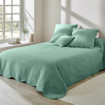 Couvre - lit uni style boutis cassandre - housse de coussin : 40x40cm - vert - colombine