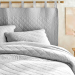 Couvre - lit uni style boutis cassandre - housse de coussin : 40x40cm - gris - colombine