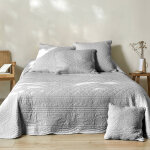 Couvre - lit uni style boutis cassandre - housse de coussin : 40x40cm - gris - colombine