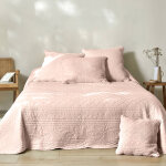 Couvre - lit uni style boutis cassandre - housse de coussin : 40x40cm - rose - colombine