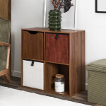 Cube de rangement pliable, fa�ade bois mdf - blancheporte