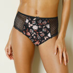 Culotte maxi dentelle coton uni et imprim floral tropea - lot de 4 - 46 / 48 - noir / violet - confidence ...