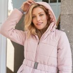 Doudoune courte ceinture - 36 - rose - colors&co