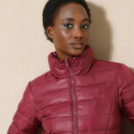 Doudoune zippe courte col montant unie, dperlante - 38 - violet - colors&co