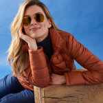 Doudoune zippe courte col montant unie, dperlante - 52 - marron - colors&co