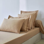 Drap - housse uni polyester - coton bonnet 32 cm - drap - housse 2 personnesonnes : 180x200cm - beige ...