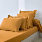 Drap - housse uni polyester - coton bonnet 32 cm - drap - housse 1 personneonne : 90x190cm - jaune - ...