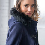 Duffle - coat capuche fausse fourrure uni - blancheporte Duffle - coat capuche fausse fourrure uni - blancheporte