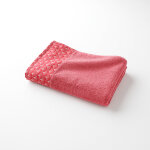 ponge bouclette 420g / m liteau imprim ginkgo - serviette : 50x100cm - rose - colombine