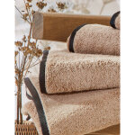 Eponge unie 540g / m2 confort luxe, collection  intemporelle  - lot de 2 serviettes : 50x100cm - beige ...