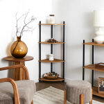 Etag�re d'angle 4 niveaux en bois - blancheporte