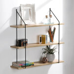Etagre style industriel mtal et bois - 3 tablettes - blancheporte
