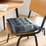 Galette de chaise carr�e ray�e - lot de 2 - blancheporte