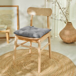 Galette de chaise carre unie coton bachette - lot de 2 galettes de chaise : 40x40cm - gris - colombine ...