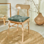 Galette de chaise carre unie coton bachette - lot de 2 galettes de chaise : 40x40cm - vert - colombine ...