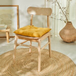 Galette de chaise carre unie coton bachette - lot de 2 galettes de chaise : 40x40cm - jaune - colombine ...