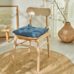 Galette de chaise carre unie coton bachette - lot de 2 galettes de chaise : 40x40cm - bleu - colombine ...